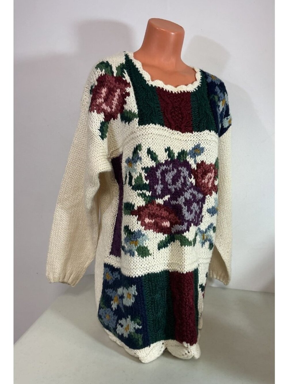 Vintage Floral Knit Sweater 90’s Womens 1X